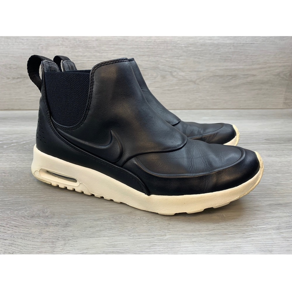 Nike‎ Air Max Thea Women's Mid Black Leather Chelsea Boots 8 Casual Comfort